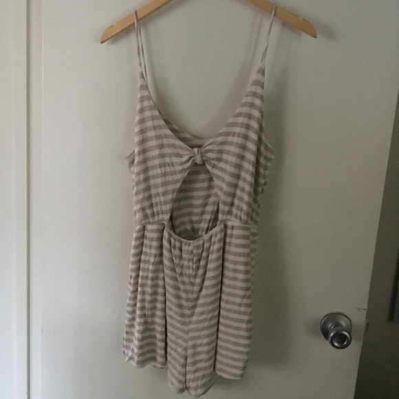 Glow Passion tan and white striped romper size S - Picture 2 of 8